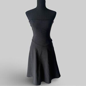 Vintage M Collection Black Strapless Bodycon Lace Lining Dress Made in USA